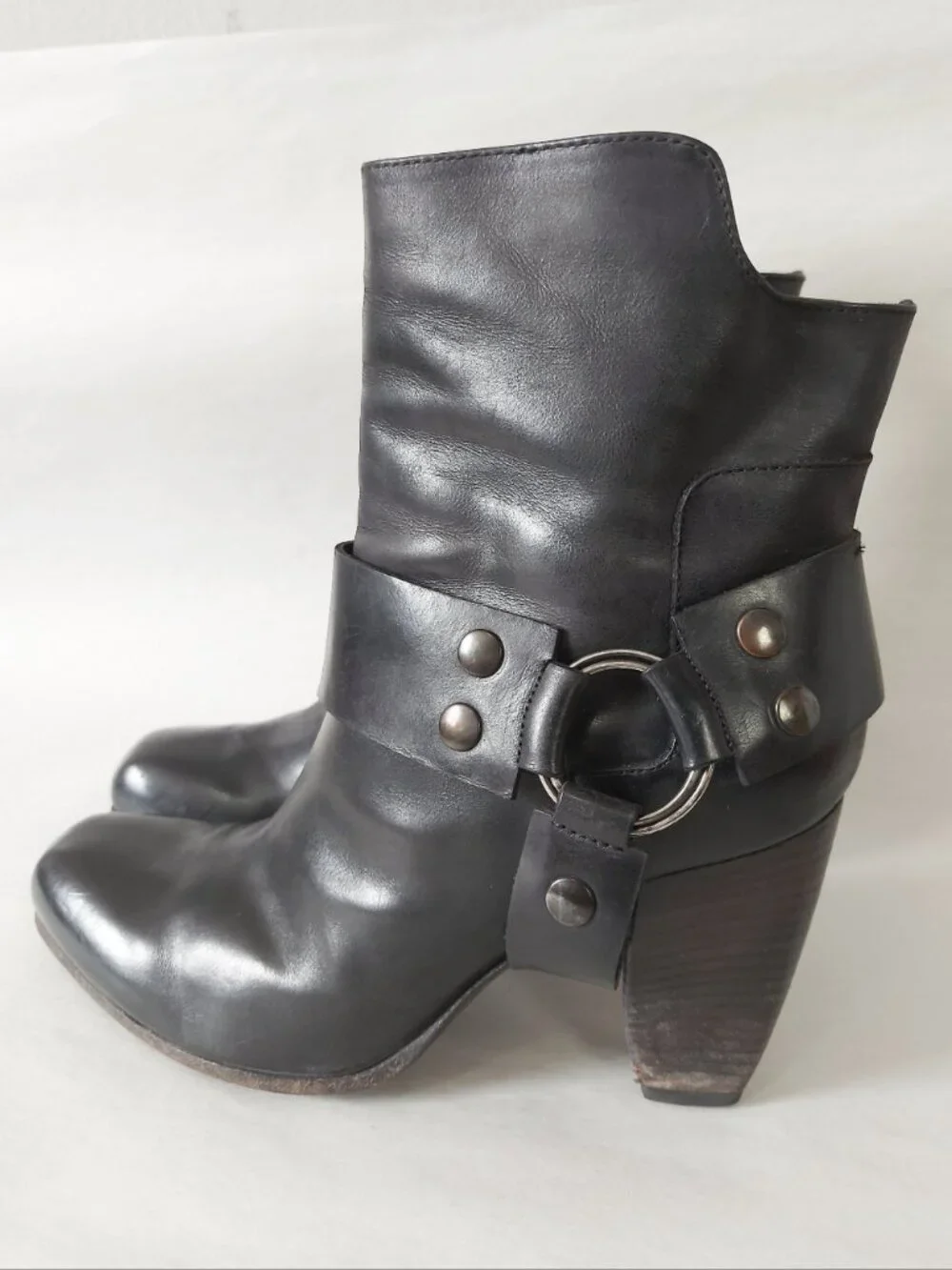 Elisanero Women Ring Harness Steampunk Studs Boots 36 EU Western Moto Block Heel